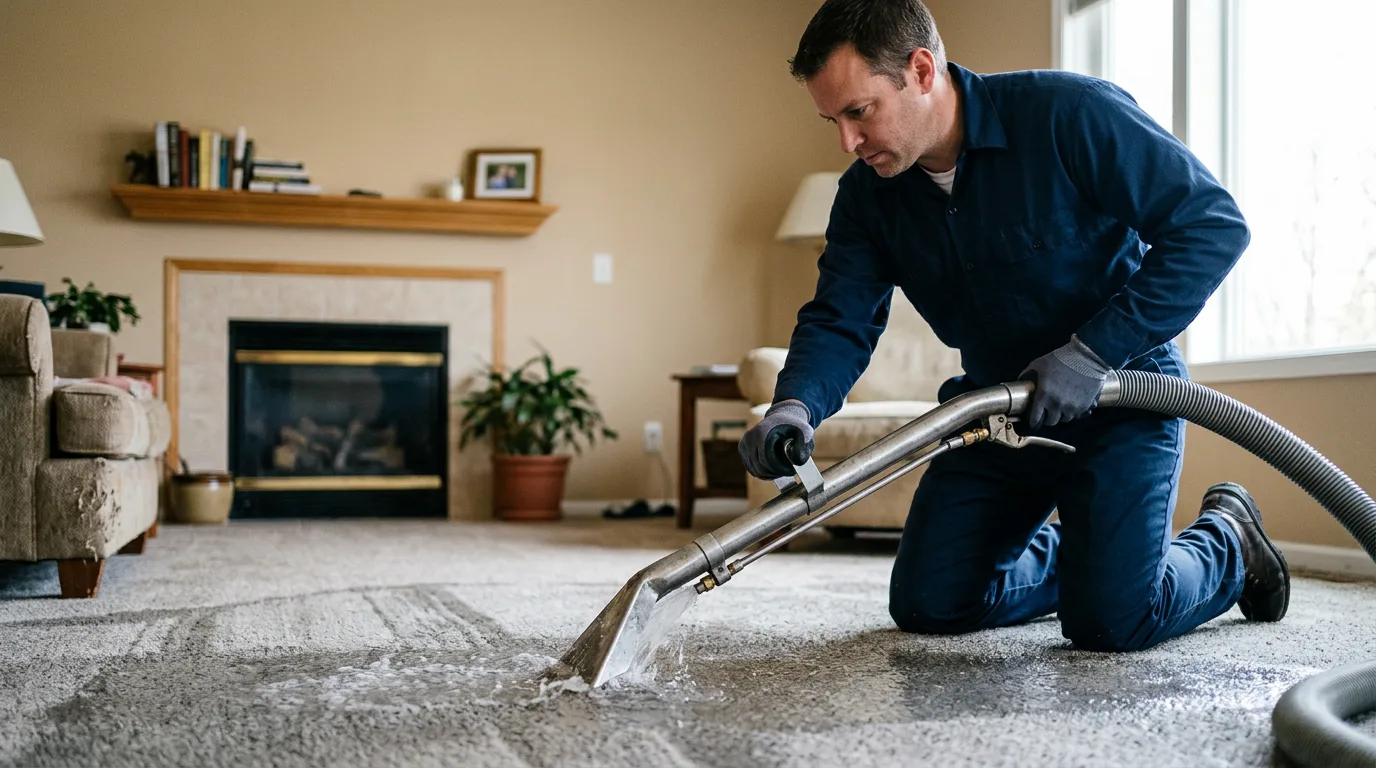Water damage restoration technician working near Stratton, OH